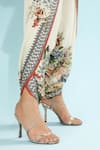 Rajdeep Ranawat_Beige Satin Printed Floral Sonth Dhoti Pant  _at_Aza_Fashions