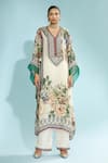 Rajdeep Ranawat_Beige Satin Printed Floral Paloma Palazzo  _at_Aza_Fashions