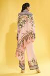 Shop_Rajdeep Ranawat_Peach Silk Floral Shirt Collar Bijili Asymmetric Tunic_at_Aza_Fashions