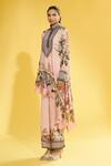 Rajdeep Ranawat_Peach Silk Floral Shirt Collar Bijili Asymmetric Tunic_Online_at_Aza_Fashions