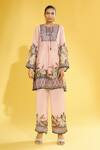 Buy_Rajdeep Ranawat_Pink Satin Floral Permaz Printed Palazzo_at_Aza_Fashions