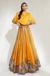 Buy_Rajdeep Ranawat_Yellow Dupion Leela Floral Print Skirt Set_at_Aza_Fashions