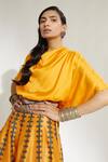 Rajdeep Ranawat_Yellow Dupion Leela Floral Print Skirt Set_at_Aza_Fashions