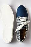 Shop_La Fiza_Blue Fabric Azure Tartan Sneakers_at_Aza_Fashions