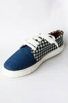 Shop_La Fiza_Blue Fabric Azure Tartan Sneakers_Online_at_Aza_Fashions
