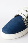 La Fiza_Blue Fabric Azure Tartan Sneakers_at_Aza_Fashions