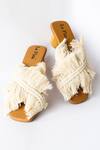 LA Fiza_White Tassels Moon Block Heels_Online_at_Aza_Fashions