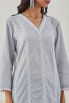 Buy_Priya Chaudhary_Grey Cotton Straight Fit Embroidered Kurta_Online_at_Aza_Fashions