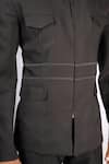 Aashiana_Black Italian Imported Fabric Plain Mandarin Collar Suit And Pant Set _at_Aza_Fashions