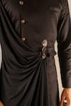 Aashiana_Black Cotton Silk Satin Plain Draped Kurta And Pant Set  _at_Aza_Fashions