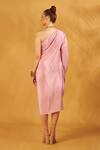 Shop_NA-KA_Pink Crepe One Shoulder Draped Dress _at_Aza_Fashions