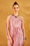 Shop_NA-KA_Pink Crepe One Shoulder Draped Dress _Online_at_Aza_Fashions