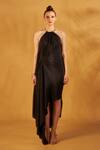 Buy_NA-KA_Black Crepe Halter Neck Draped Dress _Online_at_Aza_Fashions