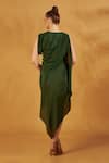 Shop_NA-KA_Green Crepe Asymmetric Draped Neck Dress _at_Aza_Fashions