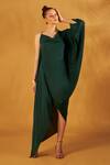 Buy NA-KA Green Crepe Draped Neck Cowl Dress at Aza Fashions Buy_NA-KA_Green Crepe Draped Neck Cowl Dress _at_Aza_Fashions