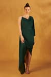 NA-KA Green Crepe Draped Neck Cowl Dress Online at Aza Fashions NA-KA_Green Crepe Draped Neck Cowl Dress _Online_at_Aza_Fashions