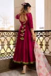 Shop_POMCHA JAIPUR_Magenta Embellished Gota Round Cotton Silk Anarkali Set _at_Aza_Fashions