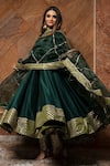 Buy_POMCHA JAIPUR_Green Anarkali Embroidery Gota Notched Cotton Silk Set _at_Aza_Fashions