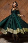 Buy_POMCHA JAIPUR_Green Anarkali Embroidery Gota Notched Cotton Silk Set _Online_at_Aza_Fashions