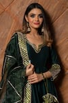 Shop_POMCHA JAIPUR_Green Anarkali Embroidery Gota Notched Cotton Silk Set _Online_at_Aza_Fashions