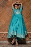 Buy_POMCHA JAIPUR_Blue Anarkali Embellished Gota Notched Set _at_Aza_Fashions