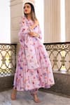 Buy_Pomcha Jaipur_Purple Floral Notched Print Anarkali Set _at_Aza_Fashions