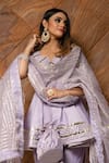 Shop_Pomcha Jaipur_Purple Cotton Silk Kurta Sharara Set_Online_at_Aza_Fashions