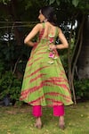 Shop_Pomcha Jaipur_Green Organza Notched Tie Dye Anarkali Set _at_Aza_Fashions