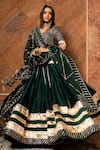 Buy_Pomcha Jaipur_Green Cotton Silk Lehenga Set_at_Aza_Fashions