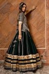 Shop_Pomcha Jaipur_Green Cotton Silk Lehenga Set_at_Aza_Fashions