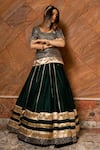 Pomcha Jaipur_Green Cotton Silk Lehenga Set_Online_at_Aza_Fashions
