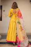 Shop_POMCHA JAIPUR_Yellow Cotton Silk Printed Floral Motifs Round Anarkali Set _at_Aza_Fashions