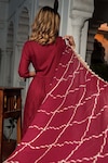 Shop_POMCHA JAIPUR_Maroon Cotton Round Anarkali Palazzo Set _at_Aza_Fashions