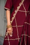 Buy_POMCHA JAIPUR_Maroon Cotton Round Anarkali Palazzo Set _Online_at_Aza_Fashions