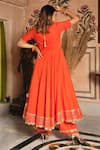 Shop_Pomcha Jaipur_Orange Cotton Anarkali Set_at_Aza_Fashions