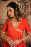 Shop_Pomcha Jaipur_Orange Cotton Anarkali Set_Online_at_Aza_Fashions