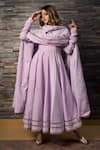 Buy_Pomcha Jaipur_Purple Cotton Notched Anarkali Set _at_Aza_Fashions