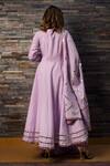 Shop_Pomcha Jaipur_Purple Cotton Notched Anarkali Set _at_Aza_Fashions
