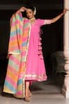 Buy_POMCHA JAIPUR_Pink Cotton V Neck Angarkha Pant Set For Women_at_Aza_Fashions