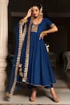 Buy_Pomcha Jaipur_Blue Cotton Embroidered Anarkali Set_at_Aza_Fashions