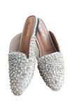 Buy_Cinderella By Heena Yusuf_White Embroidered Adore Mules _at_Aza_Fashions