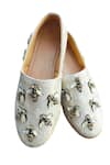 Shop_Cinderella By Heena Yusuf_Silver Buzz Embroidered Shoes _at_Aza_Fashions