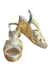 Buy_Cinderella By Heena Yusuf_Gold Strappy Metallic Wedges _at_Aza_Fashions