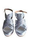 Buy_Cinderella By Heena Yusuf_Silver Strappy Metallic Wedges _at_Aza_Fashions