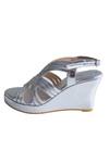 Shop_Cinderella By Heena Yusuf_Silver Strappy Metallic Wedges _at_Aza_Fashions