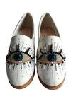 Buy_Cinderella By Heena Yusuf_White Nazar Embroidered Shoes _at_Aza_Fashions