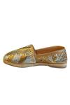 Shop_Cinderella by Heena Yusuf_Gold Pu Vivid Embroidered Shoes_at_Aza_Fashions