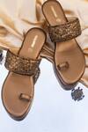 Buy_Urbansway_Gold Embellished Kolhapuri Wedges_at_Aza_Fashions