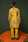 Shop_Chrkha_Yellow Kurta Chanderi Silk And Pant Cotton Print & Embroidery Sequin & & Set _at_Aza_Fashions