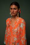 Buy_Chrkha_Orange Kurta Chanderi Silk And Pant Cotton Print & Embroidery Sequin & & Set _Online_at_Aza_Fashions